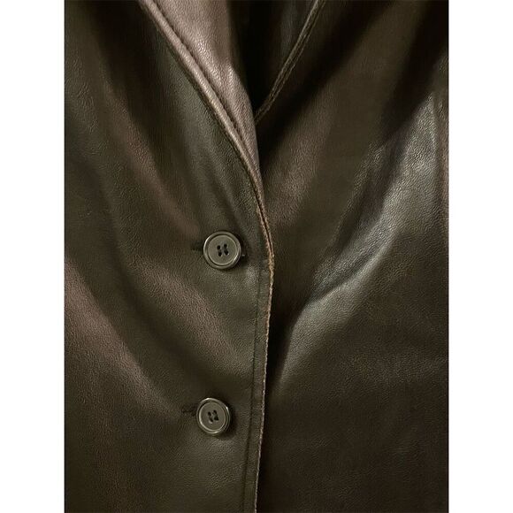 Vintage Women's Brown Faux Leather Jacket Size 1X Plus Size Y2K 2000s - Picture 4 of 6